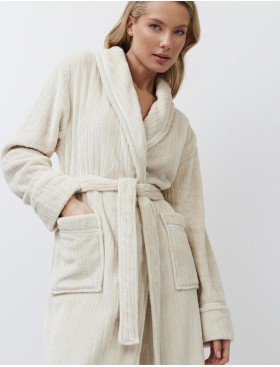 Теплый халат с поясом Aruelle LINETTE, Цвет: светло-бежевый, Размеры: XL