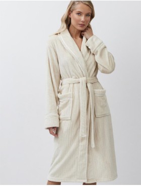 Теплый халат с поясом Aruelle LINETTE, Цвет: светло-бежевый, Размеры: XL, изображение 2