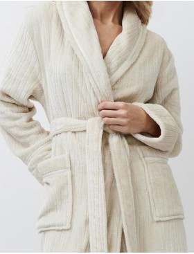Теплый халат с поясом Aruelle LINETTE, Цвет: светло-бежевый, Размеры: XL, изображение 4