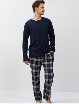 Пижама мужская Aruelle LUC, Цвет: тёмно-синий/бежевый, Размеры: M, изображение 2