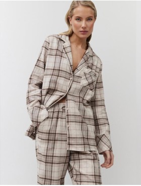 Фланелевая пижама с брюками Aruelle MAELLE, Цвет: бежевый, Размеры: S