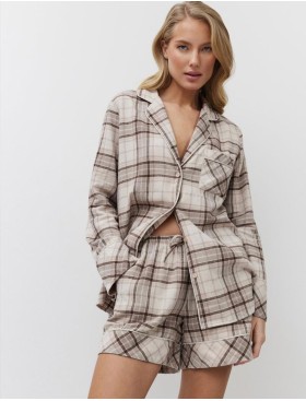 Фланелевая пижама с шортами Aruelle MAELLE, Цвет: бежевый, Размеры: S