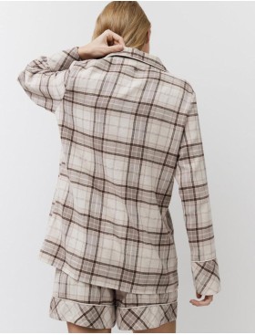Фланелевая пижама с шортами Aruelle MAELLE, Цвет: бежевый, Размеры: S, изображение 2