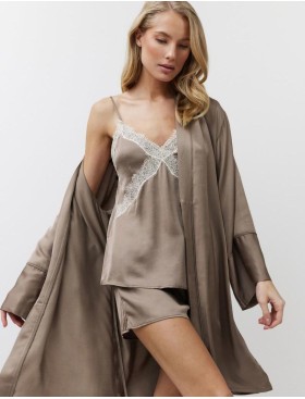 Короткий халат с запахом Aruelle MILA, Цвет: капучино, Размеры: S, изображение 3