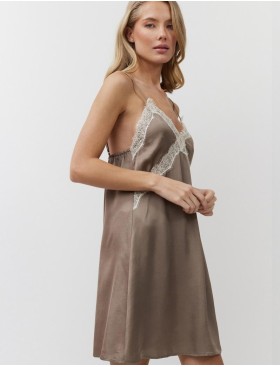 Сорочка на тонких бретелях Aruelle MILA, Цвет: капучино, Размеры: M, изображение 3