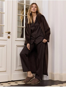 Длинный халат под пояс Aruelle MILENE, Цвет: шоколадный, Размеры: XS, изображение 4