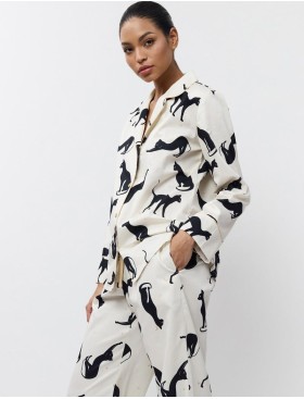 Женская пижама с брюками Aruelle NYRA, Цвет: кремовый/чёрный, Размеры: S, изображение 4