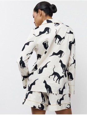 Женская пижама с шортами Aruelle NYRA, Цвет: кремовый/чёрный, Размеры: S, изображение 2