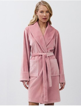 Короткий халат под пояс Aruelle VEA, Цвет: розовый, Размеры: S