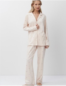 Пижама с брюками из хлопка и модала Aruelle YVETTE, Цвет: персиковый, Размеры: 2XL, изображение 2