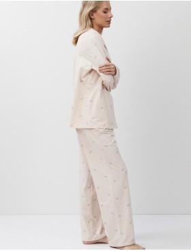 Пижама с брюками из хлопка и модала Aruelle YVETTE, Цвет: персиковый, Размеры: 2XL, изображение 4