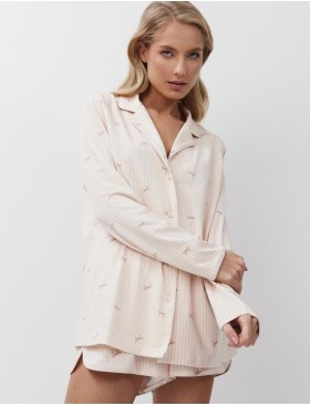 Пижама с шортами из хлопка и модала Aruelle YVETTE, Цвет: персиковый, Размеры: S