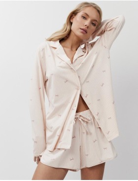 Пижама с шортами из хлопка и модала Aruelle YVETTE, Цвет: персиковый, Размеры: S, изображение 3