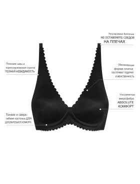 Гладкий бюстгальтер бралетт Dim BODY TOUCH 0DF8 чёрный, Цвет: чёрный, Размеры: 70C, изображение 3