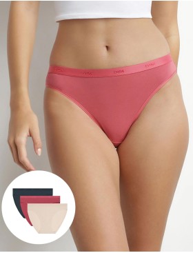 Набор трусов Dim LES POCKETS COTON 4H00/3 бежевый/розовый/серый - 3 штуки, Цвет: бежевый/розовый/серы, Размеры: L/XL