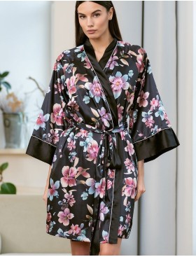 Короткий запашной халат Mia-Amore ALICIA 4073, Цвет: черный, Размеры: 2XL/3XL, изображение 3