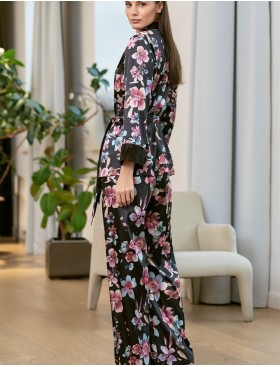 Шёлковая пижама с брюками Mia-Amore ALICIA 4075, Цвет: черный, Размеры: 3XL, изображение 2