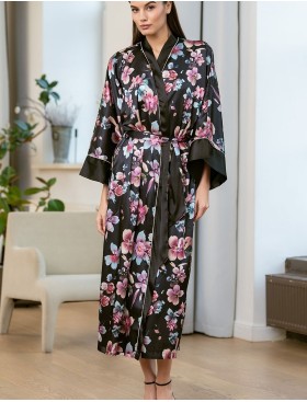 Длинный запашной халат Mia-Amore ALICIA 4079, Цвет: черный, Размеры: L/XL, изображение 3