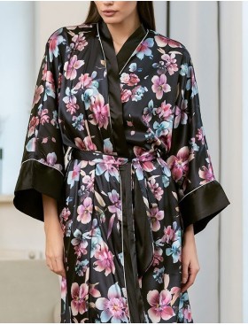 Длинный запашной халат Mia-Amore ALICIA 4079, Цвет: черный, Размеры: L/XL, изображение 4