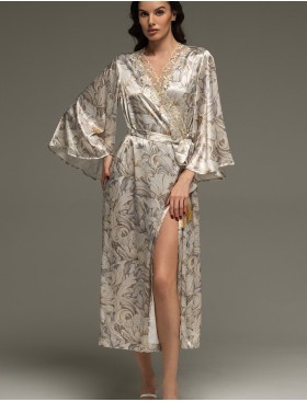 Шёлковый запашной халат Mia-Amore EILIN 4589, Цвет: брют, Размеры: 4XL/5XL