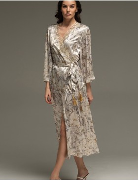 Шёлковый запашной халат Mia-Amore EILIN 4589, Цвет: брют, Размеры: 4XL/5XL, изображение 4