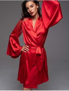 Шёлковый натуральный халат Mia-Amore MERLOT 4743 красный, Цвет: красный, Размеры: L/XL, изображение 4