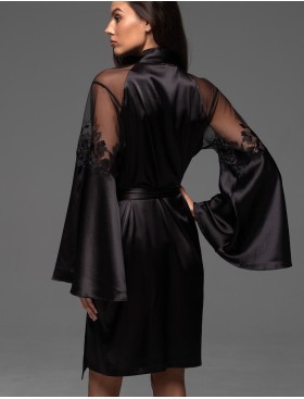 Шёлковый натуральный халат Mia-Amore MERLOT 4743 черный, Цвет: черный, Размеры: 2XL/3XL, изображение 2