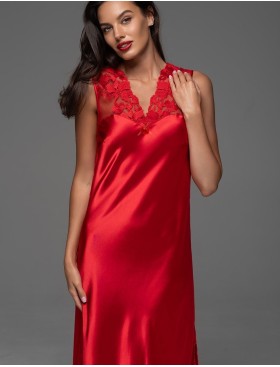 Длинная шёлковая сорочка Mia-Amore MERLOT 4747 красный, Цвет: красный, Размеры: S