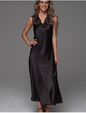 Длинная шёлковая сорочка Mia-Amore MERLOT 4747 черный, Цвет: черный, Размеры: 3XL