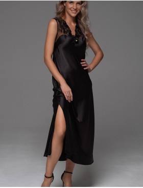 Длинная шёлковая сорочка Mia-Amore MERLOT 4747 черный, Цвет: черный, Размеры: 3XL, изображение 4