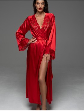 Длинный шёлковый пеньюар Mia-Amore MERLOT 4749 красный, Цвет: красный, Размеры: 2XL/3XL