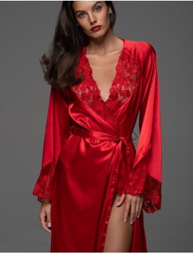 Длинный шёлковый пеньюар Mia-Amore MERLOT 4749 красный, Цвет: красный, Размеры: 2XL/3XL, изображение 2