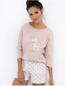 Хлопковая пижама с шортами Sensis LAMA, Цвет: бежевый, Размеры: S