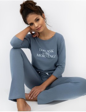 Пижама с брюками из хлопка Sensis MORNING, Цвет: синий, Размеры: S