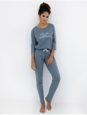 Пижама с брюками из хлопка Sensis MORNING, Цвет: синий, Размеры: S, изображение 4