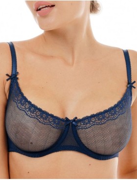 Мягкий кружевной бюстгальтер Sermija 124-09-L синий сапфир, Цвет: синий сапфир, Размеры: 70B