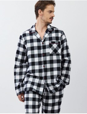 Фланелевая мужская пижама Aruelle ADRIAN, Цвет: чёрный/белый, Размеры: L