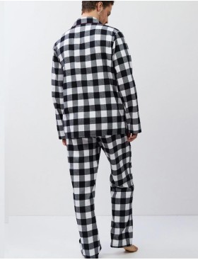 Фланелевая мужская пижама Aruelle ADRIAN, Цвет: чёрный/белый, Размеры: L, изображение 3