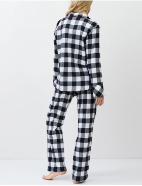 Фланелевая пижама с брюками Aruelle ANGELICA, Цвет: чёрный/белый, Размеры: S, изображение 3