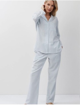 Полосатая пижама из хлопка Aruelle BROOKE, Цвет: светло-голубой, Размеры: XS, изображение 2