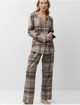Фланелевая пижама с брюками Aruelle ELODY, Цвет: мокко, Размеры: XS, изображение 2