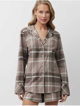 Фланелевая пижама с шортами Aruelle ELODY, Цвет: мокко, Размеры: S