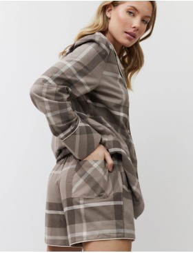 Фланелевая пижама с шортами Aruelle ELODY, Цвет: мокко, Размеры: S, изображение 3