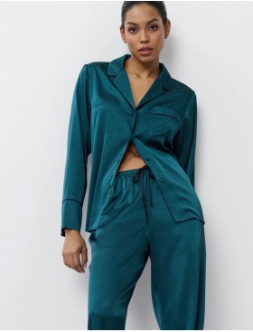 Атласная пижама с брюками Aruelle EMERALDA, Цвет: изумруд, Размеры: XS