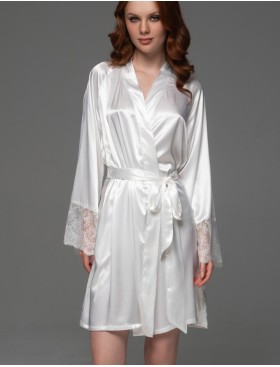 Халат из шёлка и кружева Mia-Amore ADELAIDA 4703 белый, Цвет: белый, Размеры: 2XL/3XL, изображение 3