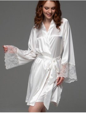 Халат из шёлка и кружева Mia-Amore ADELAIDA 4703 белый, Цвет: белый, Размеры: 2XL/3XL