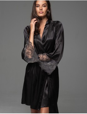 Халат из шёлка и кружева Mia-Amore ADELAIDA 4703 черный, Цвет: черный, Размеры: 4XL/5XL, изображение 4