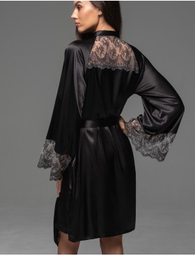 Халат из шёлка и кружева Mia-Amore ADELAIDA 4703 черный, Цвет: черный, Размеры: 4XL/5XL, изображение 2