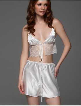 Халат с топом и шортиками из шёлка Mia-Amore ADELAIDA 4705 белый, Цвет: белый, Размеры: L, изображение 2