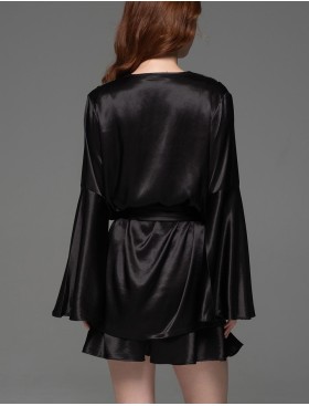 Халат с топом и шортиками из шёлка Mia-Amore ADELAIDA 4705 черный, Цвет: черный, Размеры: L, изображение 4